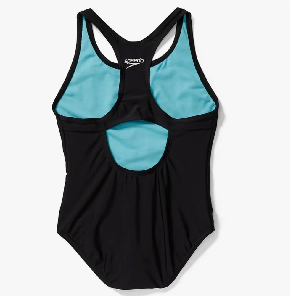 SPEEDO GIRLS PRINTED MEDALIST LOGO ONE PIECE SWIMSUIT SZ 16